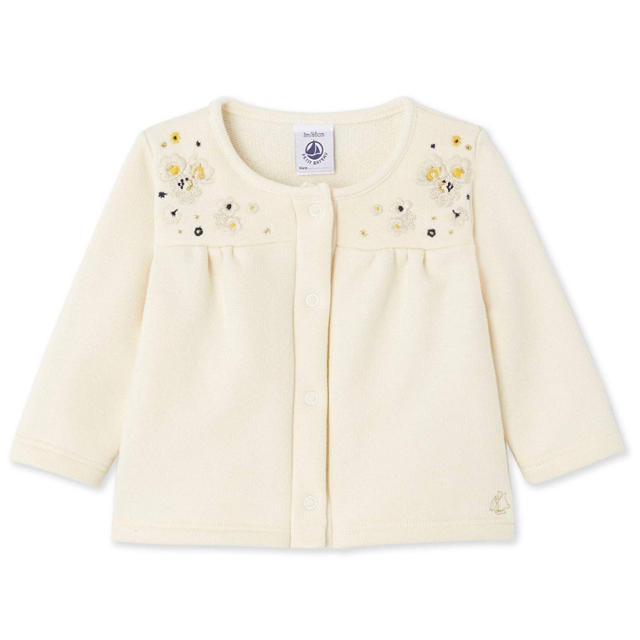 PETIT BATEAU(プチバトー)の送料込 新品未使用 プチバトー ギャザー入り スウェット カーディガン  キッズ/ベビー/マタニティのベビー服(~85cm)(カーディガン/ボレロ)の商品写真