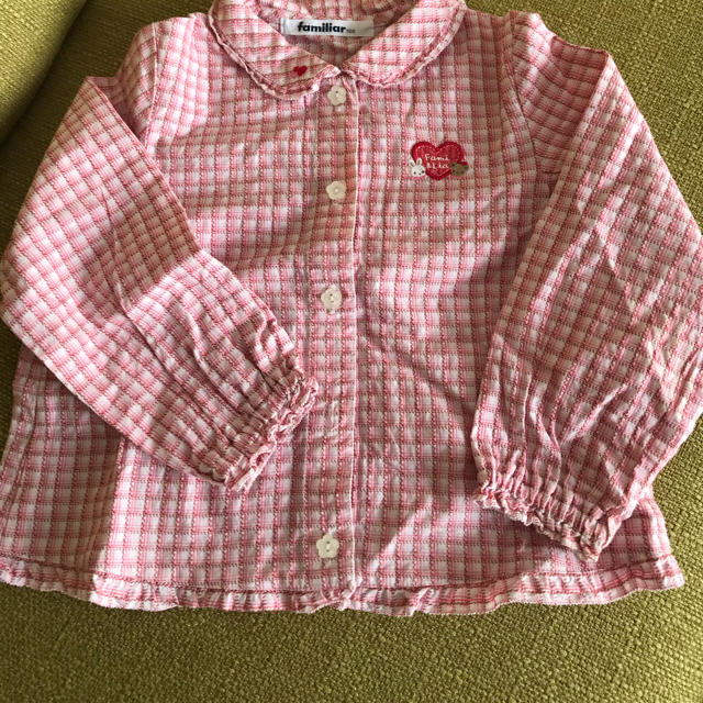 familiar(ファミリア)のfamiliar ファミリア　ピンクのチェックブラウス　size100 キッズ/ベビー/マタニティのキッズ服女の子用(90cm~)(ブラウス)の商品写真