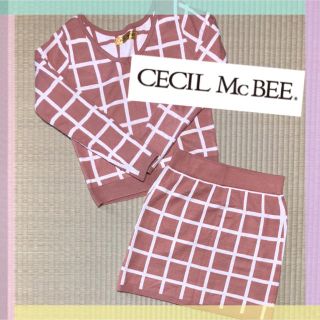 セシルマクビー(CECIL McBEE)のCECIL Mc BEE ニット セットアップ ピンク 値下げ(ミニワンピース)