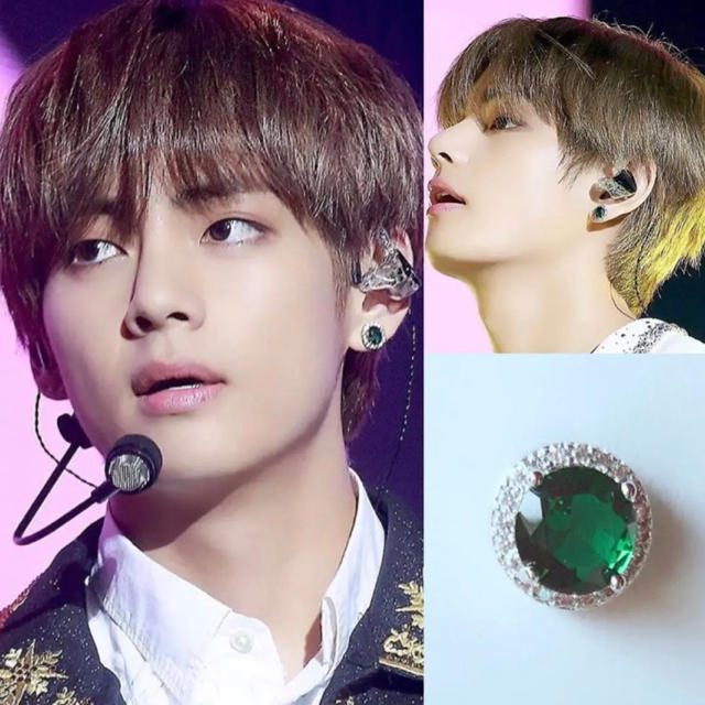 BTS テテ着用風 ラウンドストーンピアス 片耳 ジルコニアの通販 BTS テテ着用風 ラウンドストーンピアス 片耳 ジルコニアの通販