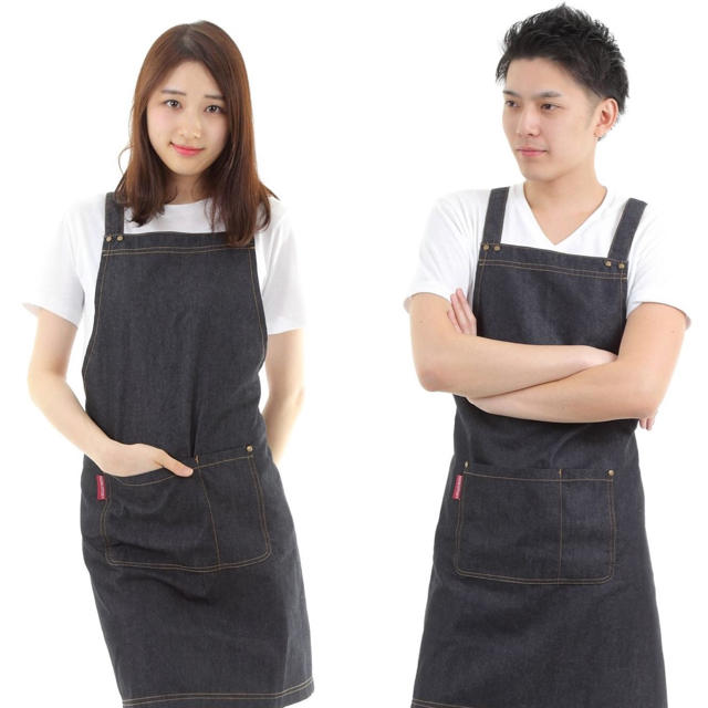 デニムエプロン フリーサイズ 新品 男女共用 作業 カフェ DIY インテリア/住まい/日用品のキッチン/食器(その他)の商品写真