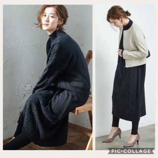 ロペピクニック(Rope' Picnic)の新品未使用★ロペピクニック★ケーブル編みニットワンピース★ネイビー(ロングワンピース/マキシワンピース)