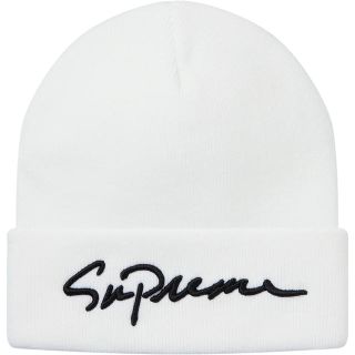 シュプリーム(Supreme)のSupreme 18AW Classic Script Beanie 白(ニット帽/ビーニー)