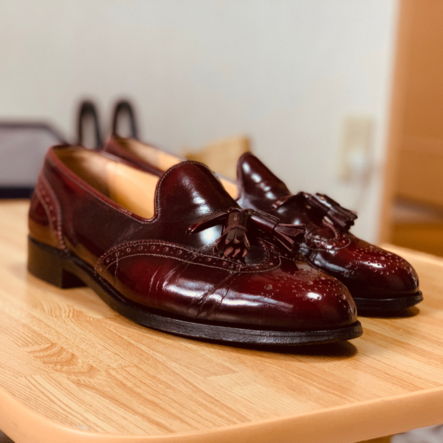 BURBERRY(バーバリー)のバーバリーインペリアル日本製総本革ウィングタッセルローファーシューズ赤茶25EE レディースの靴/シューズ(ローファー/革靴)の商品写真