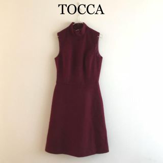 トッカ(TOCCA)のトッカ◇ウールワンピースドレス 秋冬 通勤仕事 式 上品 S ボルドー赤(ひざ丈ワンピース)