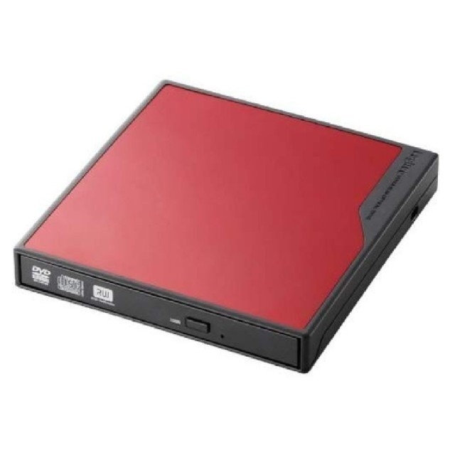 Logitec ポータブルDVDドライブ スーパーマルチ USB2.0 レッド  スマホ/家電/カメラのテレビ/映像機器(DVDプレーヤー)の商品写真