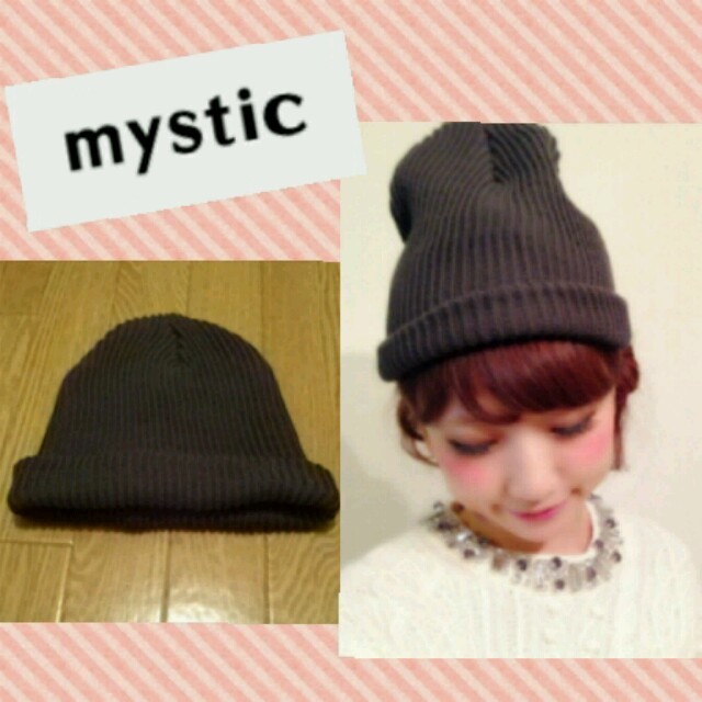 mystic(ミスティック)のmystic＊桃ちゃん着用ニット帽 レディースの帽子(ニット帽/ビーニー)の商品写真