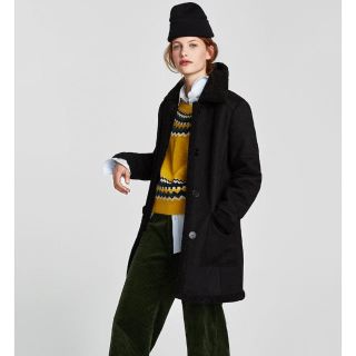 ザラ(ZARA)の1点のみ 完売品 ザラ スエード ボア ジャケット コート プードル テディベア(ロングコート)