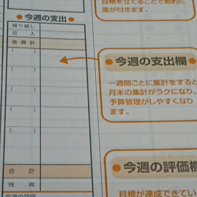 値下げしました。(^^♪ダイゴー 家計簿 セツヤクカケイボOR オレンジ インテリア/住まい/日用品の文房具(ノート/メモ帳/ふせん)の商品写真