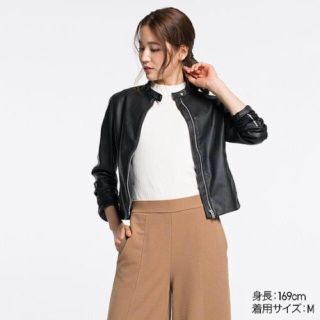 ユニクロ(UNIQLO)のユニクロ ネオレザー ライダース シングルジャケット(ライダースジャケット)