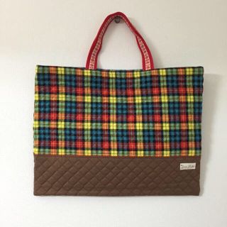 レッスンバッグ チェック×ブラウン 新品(その他)