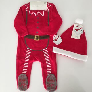 ザラキッズ(ZARA KIDS)の新品タグ付き★ZARA baby サンタ ロンパース&帽子セット(ロンパース)