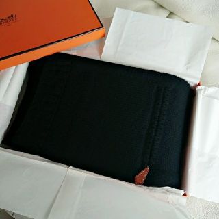 エルメス(Hermes)のエルメス 黒 カシミヤ ロングマフラー(マフラー/ショール)