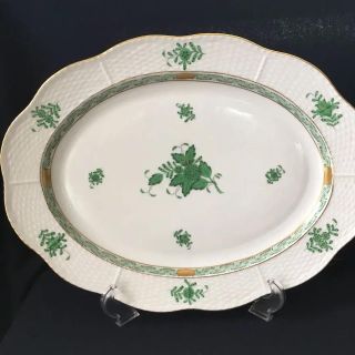 ヘレンド(Herend)のヘレンド アポニー ヒストリック グリーン 36.5cm オーバル大皿 (食器)