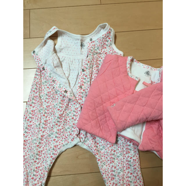 PETIT BATEAU(プチバトー)の《セット販売》ロンパース＆キルティングブルゾン 入園式 卒園式 キッズ/ベビー/マタニティのベビー服(~85cm)(ロンパース)の商品写真