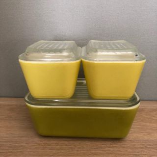 パイレックス(Pyrex)の最終セール！！オールドパイレックス レフ ライム イエロー 3点セット(食器)