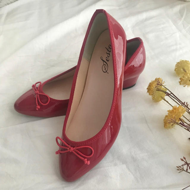 repetto(レペット)のバレエシューズ ヒール4.3cm 24cm Mサイズ レッド 赤 レディースの靴/シューズ(バレエシューズ)の商品写真