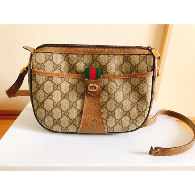 GUCCI - 【訳あり】ビンテージオールドGUCCIシェリーラインショルダーバック