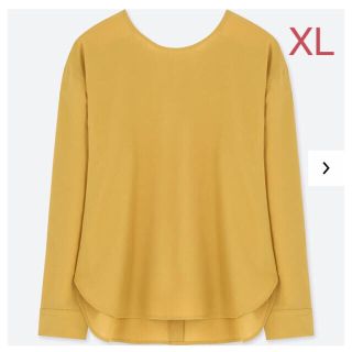 ユニクロ(UNIQLO)のユニクロ レーヨンエアリーＴブラウス 長袖 XLサイズ／イエロー 新品タグ付き！(シャツ/ブラウス(長袖/七分))