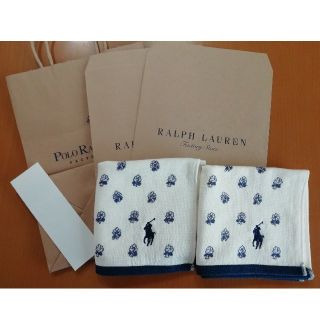 ポロラルフローレン(POLO RALPH LAUREN)の新品　紙袋と小袋と透明シール付、ラルフローレン ガーゼタオルハンカチ(ハンカチ)