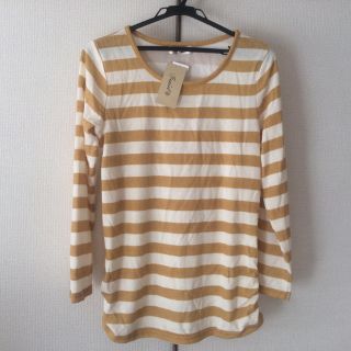 タグ付き♡ボーダーカットソー♡マスタード(カットソー(長袖/七分))