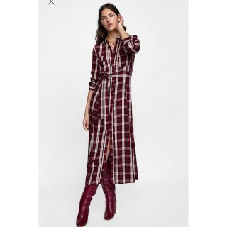 ザラ(ZARA)の◆3/18削除予定◆ZARA ロングチェックドレス(ロングワンピース/マキシワンピース)