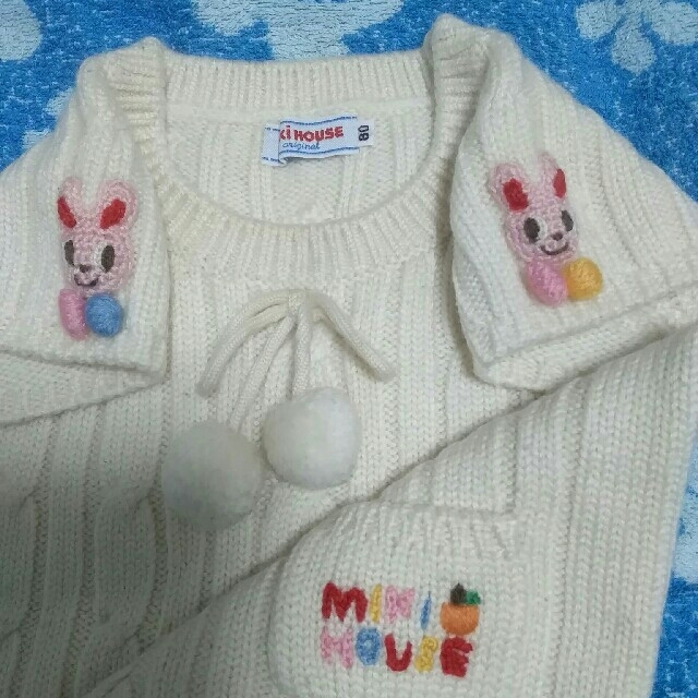 mikihouse(ミキハウス)のミキハウス　ベスト　80    立体　うさこ　中古　　ウール60% キッズ/ベビー/マタニティのベビー服(~85cm)(ニット/セーター)の商品写真