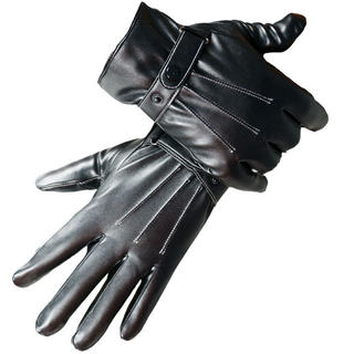 セール中！メンズ 高品質レザー手袋　防寒＆保温グローブ★スーツ　ビジネスブラック(手袋)