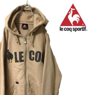 ルコックスポルティフ(le coq sportif)のlecoq ルコックスポルティフ パーカー ビッグロゴ ベージュ スウェット 地(パーカー)