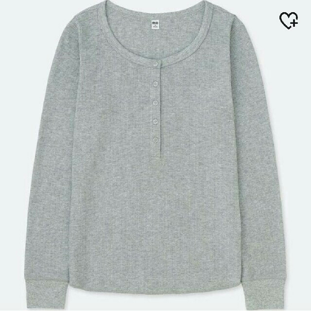 UNIQLO(ユニクロ)のちひろプロフ必読様専用 ☆ ユニクロ ☆ GRAY ☆ ワッフルヘンリーネックT レディースのトップス(Tシャツ(長袖/七分))の商品写真