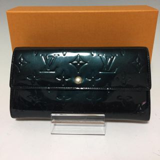 ルイヴィトン(LOUIS VUITTON)のLOUIS VUITTON ヴェルニ 二つ折り 長財布 ブルーニュイ 青緑 LV(財布)