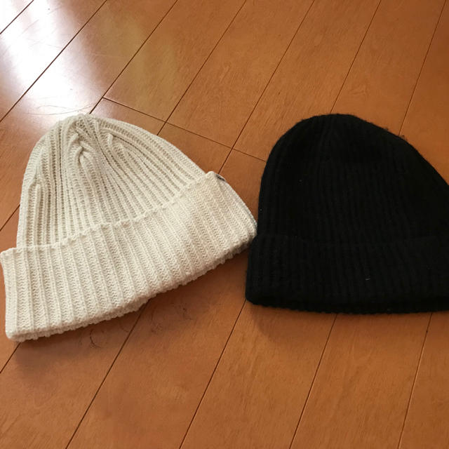 niko and...(ニコアンド)のニット帽 ブラック ホワイト H&Ｍ niko and… レディースの帽子(ニット帽/ビーニー)の商品写真