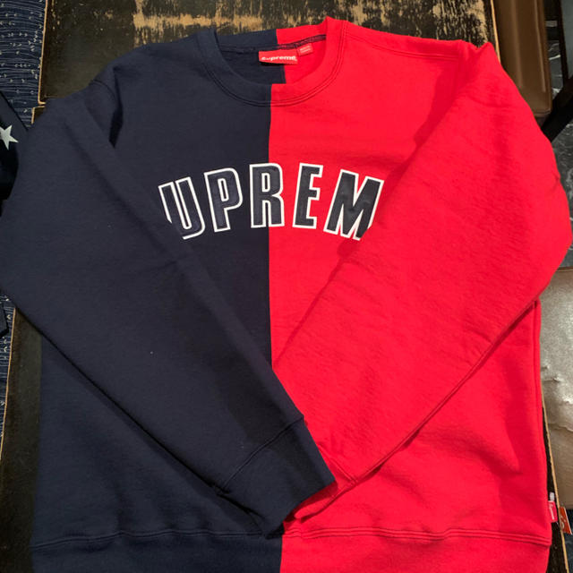 supreme split crewneck sweatshirt L