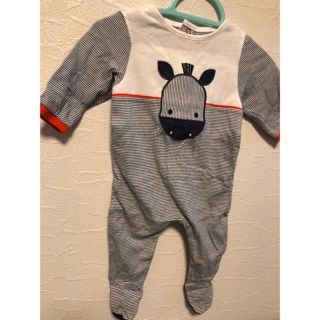 プチバトー(PETIT BATEAU)の【新品】OBaiBi▶︎キリンさんボーダーロンパース(カバーオール)