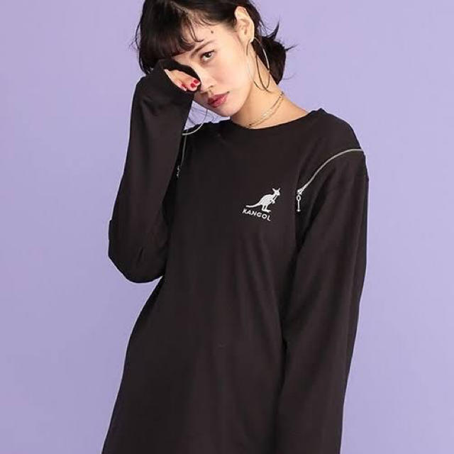 jouetie(ジュエティ)のkangol ジップ付き ロングスリーブ Tシャツ ブラック メンズのトップス(Tシャツ/カットソー(七分/長袖))の商品写真