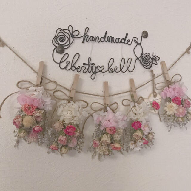 lovely pink  garland       6点セット ハンドメイドのフラワー/ガーデン(ドライフラワー)の商品写真