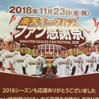 トウホクラクテンゴールデンイーグルス(東北楽天ゴールデンイーグルス)の楽天イーグルスファン感謝祭指定席×2(野球)