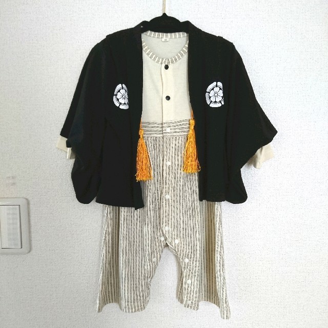 袴風ロンパース☆羽織☆80 キッズ/ベビー/マタニティのベビー服(~85cm)(和服/着物)の商品写真