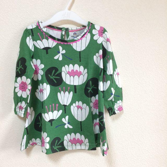 花柄グリーンインポートワンピース 2−3years 95-100 キッズ/ベビー/マタニティのキッズ服女の子用(90cm~)(ワンピース)の商品写真