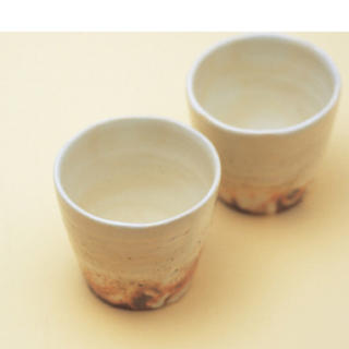 粉引窯変フリーカップペア(グラス/カップ)
