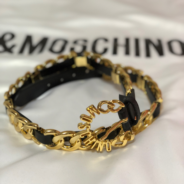 MOSCHINO(モスキーノ)の超希少即完売品 MOSCHINO H&M レザー & チェーンベルト レディースのファッション小物(ベルト)の商品写真