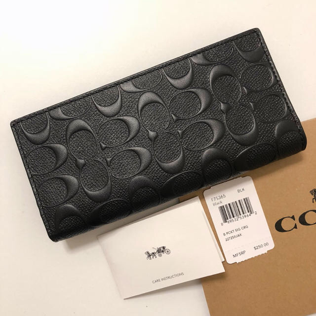 COACH(コーチ)のCOACH コーチ メンズ 長財布 シグネチャー エンボス ブラック メンズのファッション小物(長財布)の商品写真