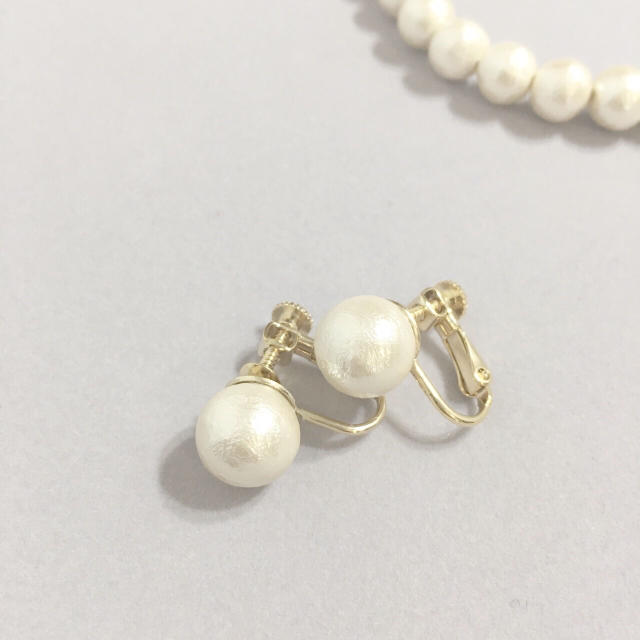 2点セット＊結婚式2次会＊パールブリッジネックレス＆パールイヤリングセット ハンドメイドのアクセサリー(ネックレス)の商品写真