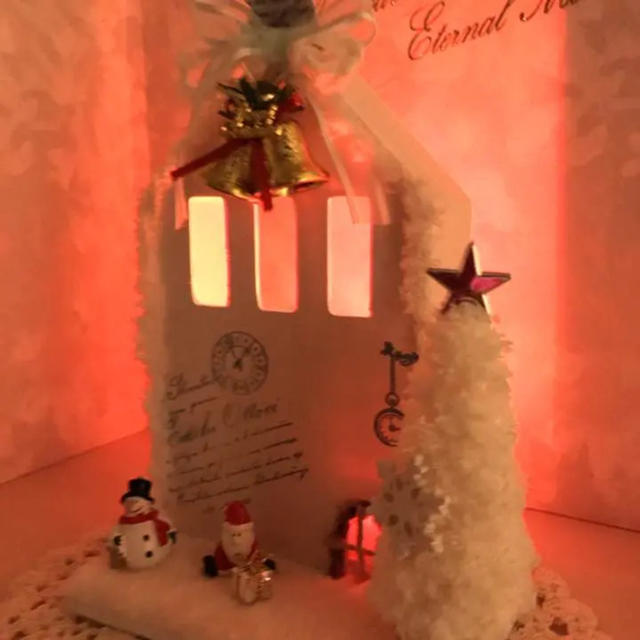 ホワイトクリスマス☆LEDキャンドルオブジェ ハンドメイドのインテリア/家具(インテリア雑貨)の商品写真