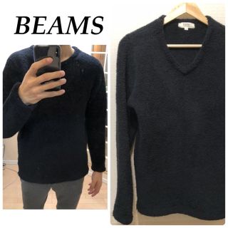 ビームス(BEAMS)のBEAMS 黒ニットもこもこニット Vネックセーター送料込 メンズ(ニット/セーター)