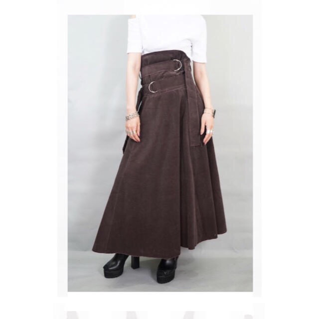 HELK CORDUROY W BELT SKIRT Black