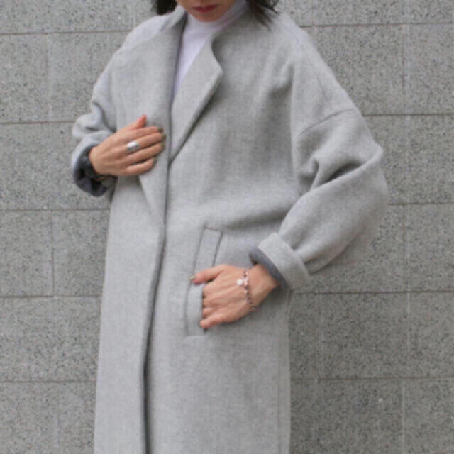 ENFOLD(エンフォルド)の  ENFOLD 75600円  ウィンドストッパーノーカラーコート   レディースのジャケット/アウター(ロングコート)の商品写真