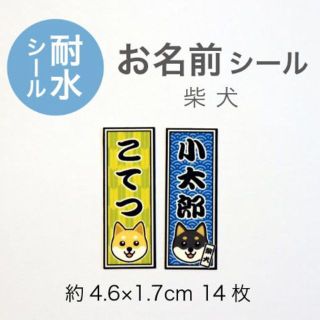 【耐水お名前シール】柴犬のイラスト入り/ 千社札風シール(その他)