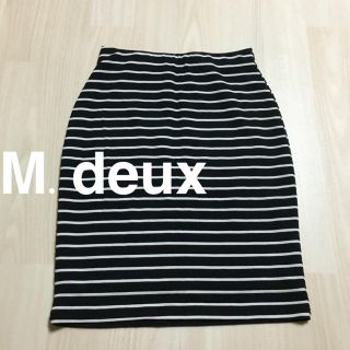 エムドゥー(M.deux)のM.deux ボーダータイトスカート(ひざ丈スカート)