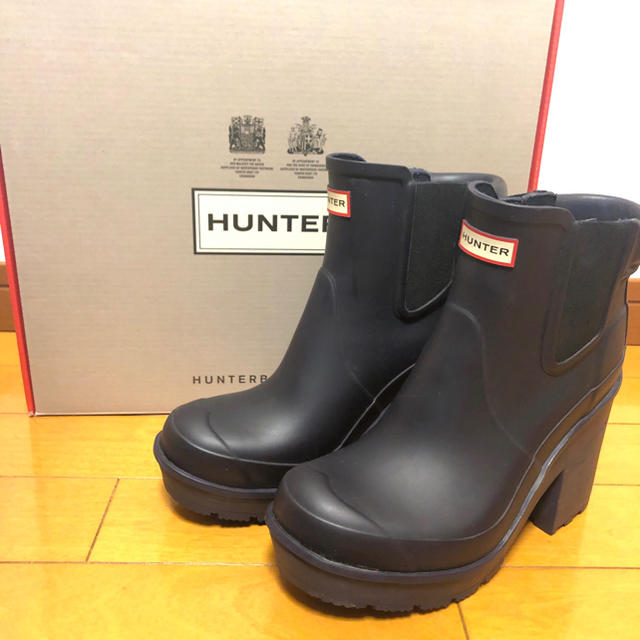 【超美品】HUNTER ハンター♡ レインブーツ ネイビー ヒール付き